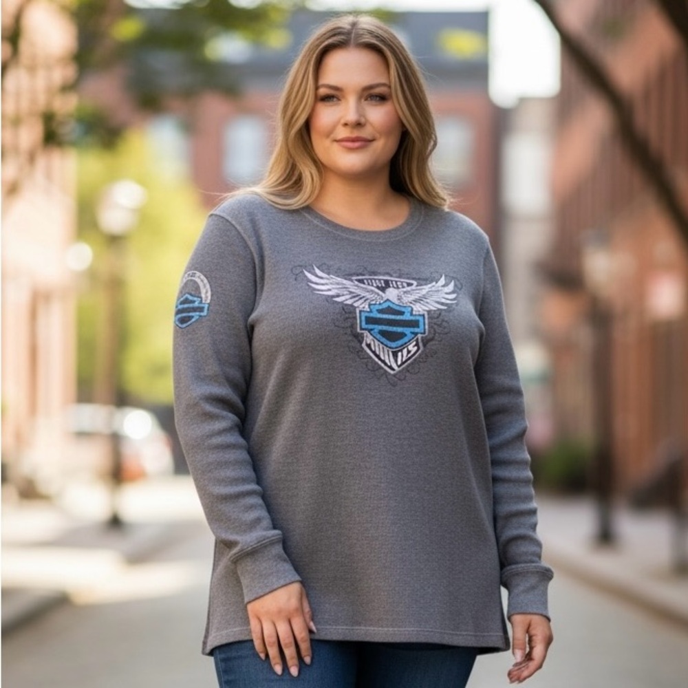 Harley Davidson Panama City Beach FL Waffle Knit Thermal Top | Size 3XL EUC
